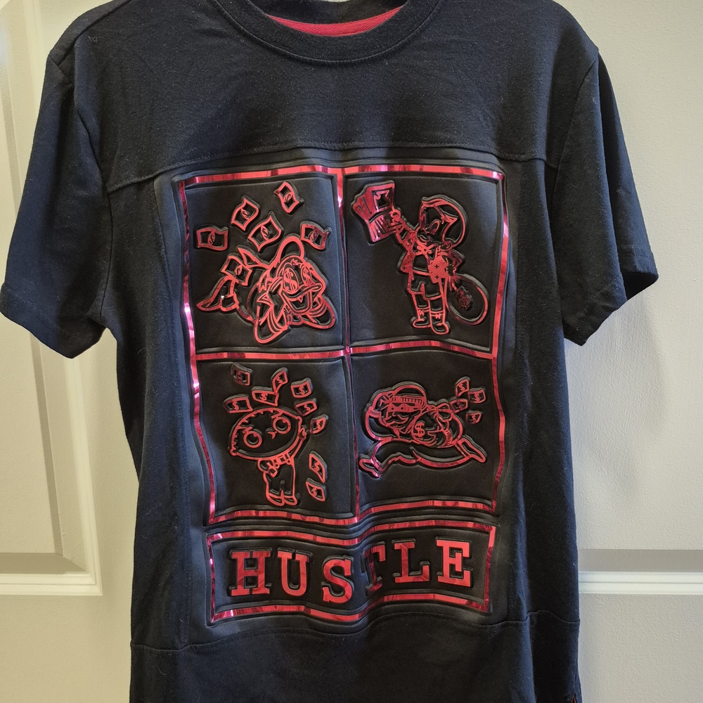 Black and Red Cartoon Graphic Short Sleeve Tee